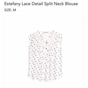 DANIEL RAINN Estefany Lace Detail Split Neck Blouse Sz M